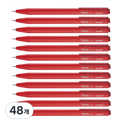 모나미 트리피스 유성볼펜 1.0mm, 레드, 48개