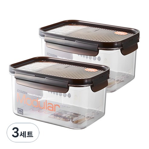 비스프리 모듈러 직사각 밀폐용기 세트, 3세트, 1.5L 2P