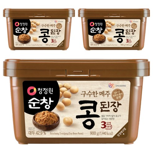 청정원 구수한 메주 콩된장, 900g, 3개