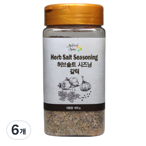 내츄럴스파이스 허브솔트 시즈닝 갈릭, 400g, 6개