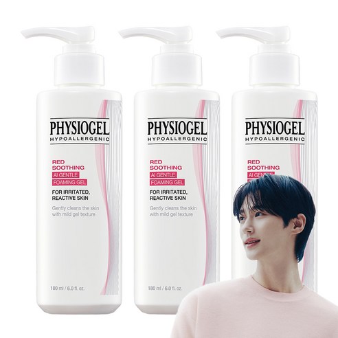 피지오겔 레드 수딩 에이아이 젠틀 포밍 젤 클렌징젤, 180ml, 3개