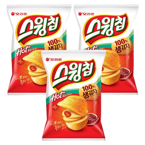 오리온 스윙칩 핫 볶음고추장맛, 60g, 3개