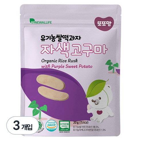 또또맘 유기농 쌀떡과자 20g, 3개