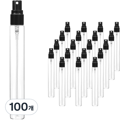 알루미늄캡 스프레이 용기 10ml, 100개, 투명(용기) + 블랙(캡)