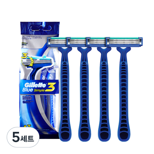 질레트 블루3 심플 일회용 면도기, 4개입, 5세트