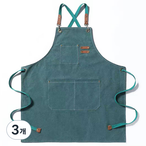 금깨비 바리스타 앞치마, 그린, 3개