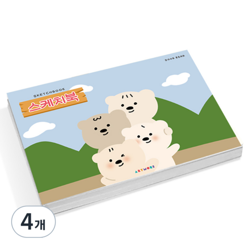 아트모아 토끼 뜯어쓰는 스케치북 105g, 345 x 248 mm, 250매, 4개