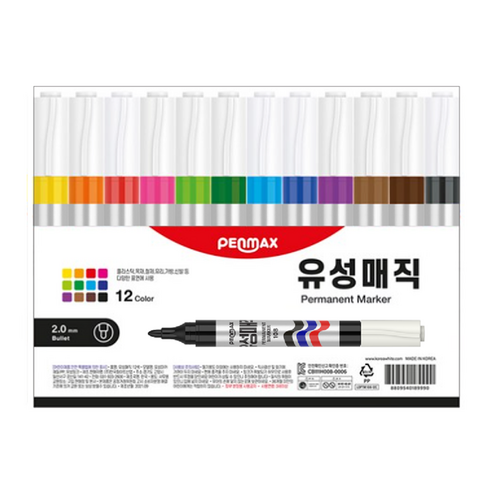 펜맥스 유성매직 12색 세트, 혼합색상, 1세트