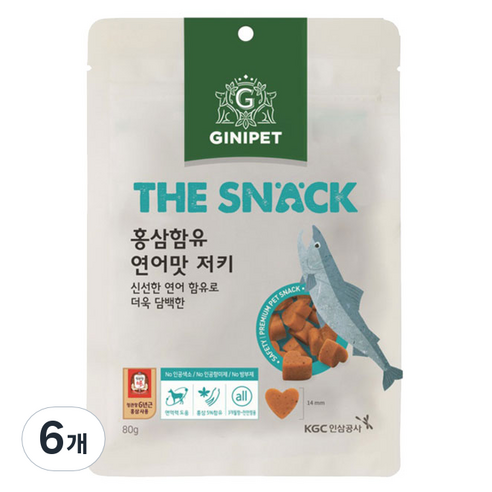 정관장지니펫 더스낵 홍삼함유 저키 강아지간식 80g, 연어맛, 6개