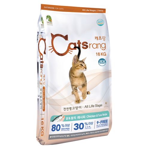 캐츠랑 전연령 올라이프 고양이 건식사료, 닭 + 참치, 16kg