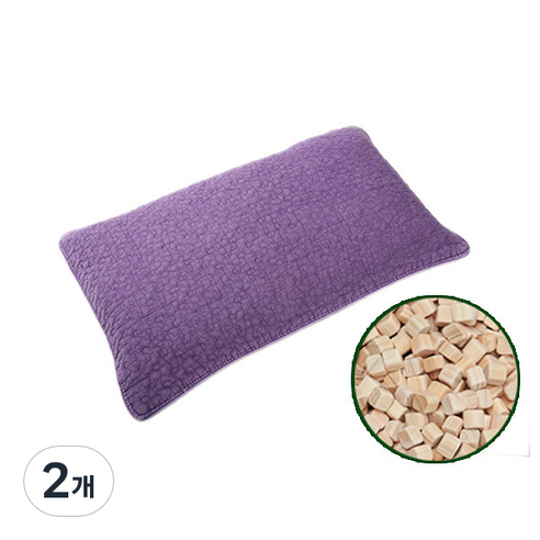 편백아트 큐브칩 순면 천연염색 편백 베이직 베개, 보라, 2개