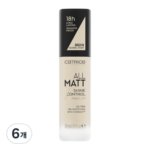 캐트리스 올 매트 샤인 컨트롤 메이크업 파운데이션 30ml, 002N 뉴트럴 아이보리, 6개