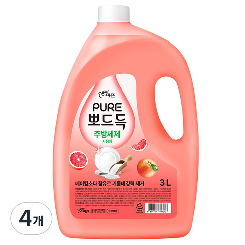 피죤 퓨어 뽀드득 주방세제 자몽향, 1개, 1.2L