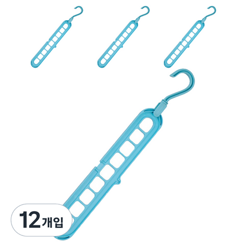 미카엘그라운드 가정용 다기능 접는 다층 옷걸이, 블루, 12개입