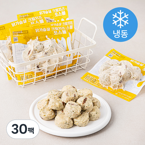 브랜드닭 닭가슴살 쏘스볼 크림치즈 (냉동), 30팩, 100g