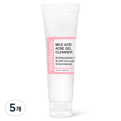 웰더마 지플러스 약산성 마일드 에시드 아크네 젤 클렌저, 120ml, 5개