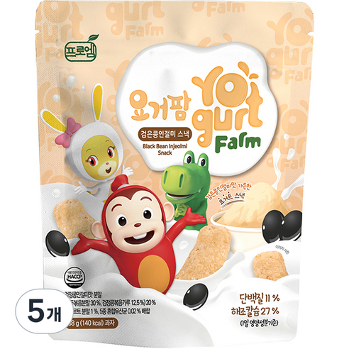 프로엠 코코몽 요거팜 검은콩인절미 스낵, 38g, 5개