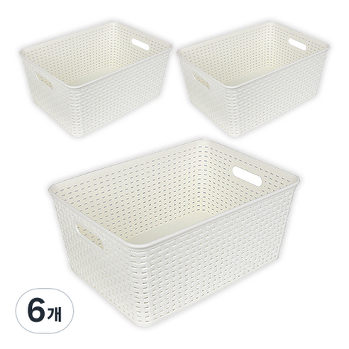 마이스타일 라탄 Y 바스켓 4호, 화이트, 6개