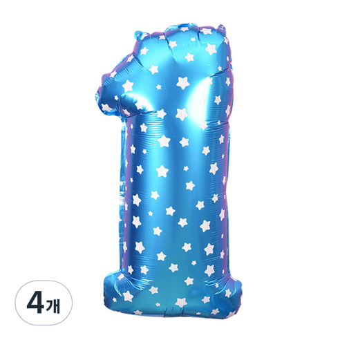 파티복닷컴 32인치 별 숫자풍선 블루, 1, 4개