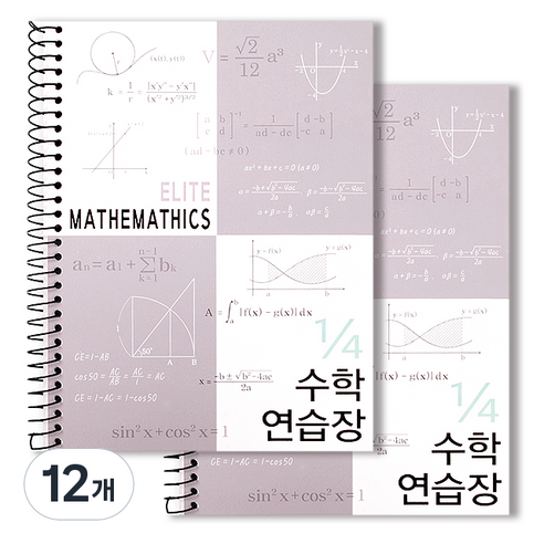 투영디자인 4분의1 엘리트 수학연습장, 그레이, 12개