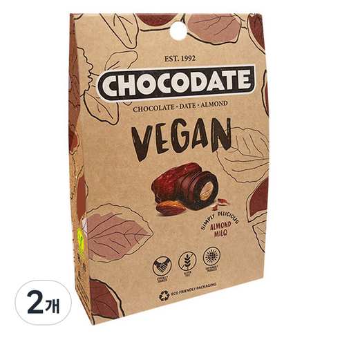 노션 비건 초코데이트 아몬드 밀큐 초콜릿, 80g, 2개