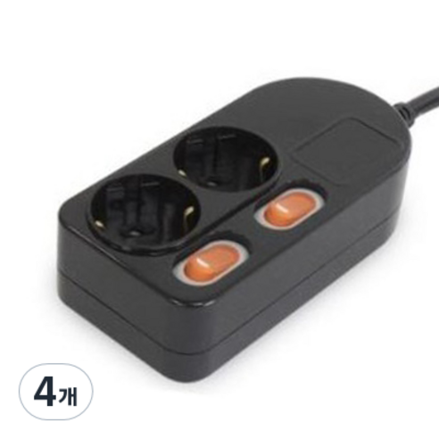파워존 개별 안전 멀티탭 2구 16A ES230B, 3m, 블랙, 4개