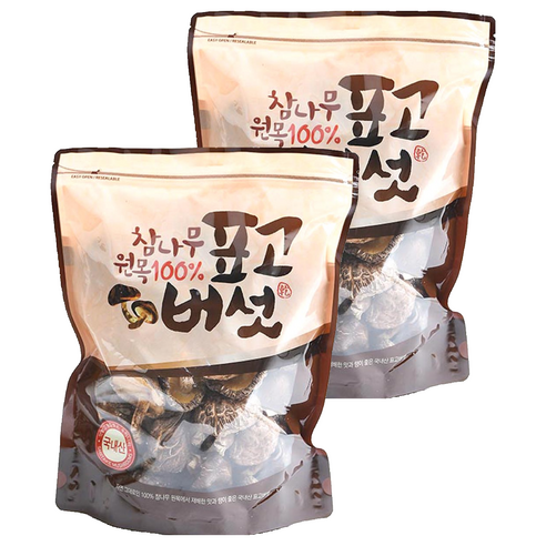 참나무 원목 표고버섯 원형, 300g, 2개
