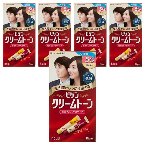 비겐 크림톤 염색제, 5G진한밤색, 5개