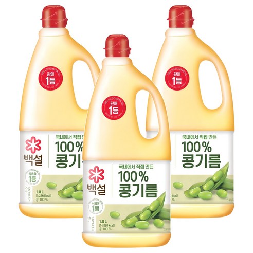 백설 콩기름, 1.8L, 3개