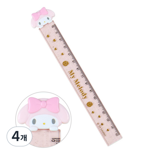 산리오 마이멜로디 마스코트 슬림 자 15cm, 혼합색상, 4개