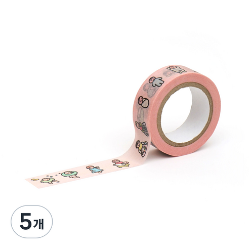 제로퍼제로 마스킹 테이프 15mm x 7m, 베베, 5개