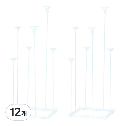 조이파티 사각 풍선스탠드 53cm, 화이트, 12개