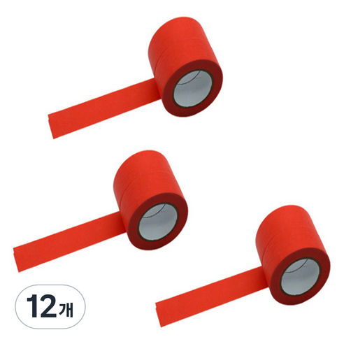 만들하비 컬러 종이 마스킹 테이프 2.5cm x 13m, 레드, 12개
