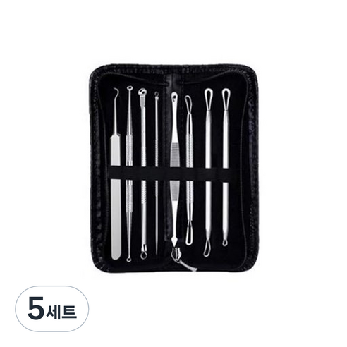 스테인리스 피지압출기 파우치 8종 세트, 혼합 색상, 5세트