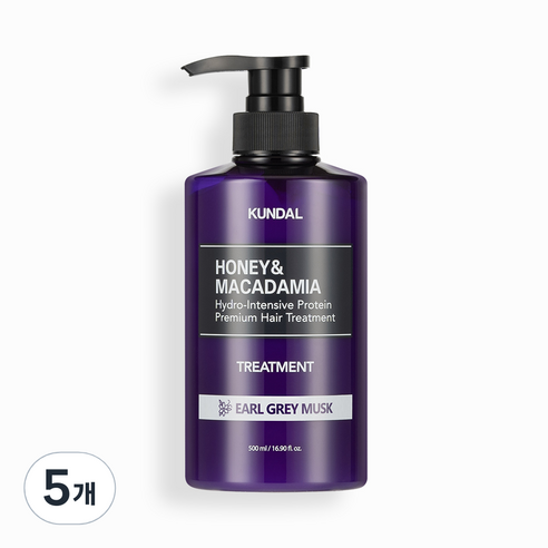 쿤달 허니 앤 마카다미아 헤어 트리트먼트 얼그레이머스크향, 5개, 500ml