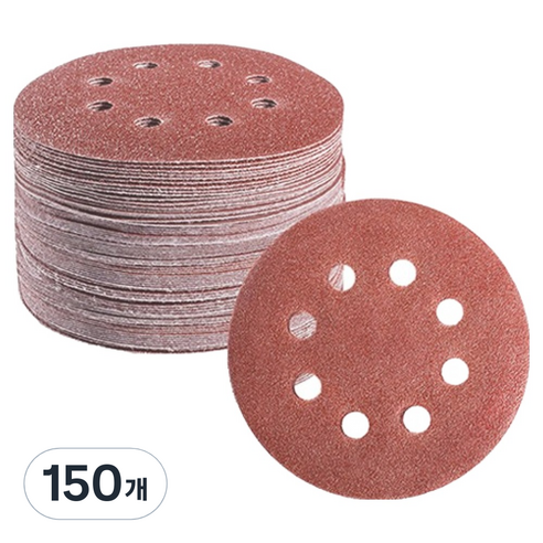 OON 원형 사포 샌딩 페이퍼 8홀 800방 125mm, 150개