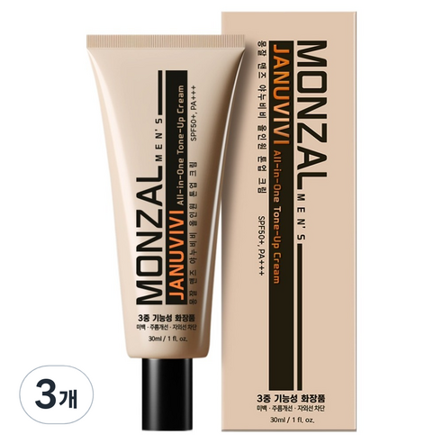 몽잘 맨즈 야누비비 올인원 톤업 크림 30ml, 누드베이지, 3개