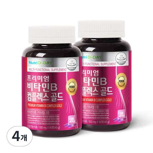 뉴트리디데이 프리미엄 비타민B 컴플렉스 골드, 90정, 4개