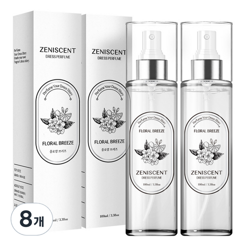 제니센트 드레스퍼퓸 플로랄 브리즈 섬유 탈취제, 100ml, 8개