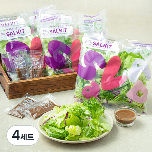 샐러팜 샐키트 샐러드 80g x 5개입 + 드레싱 25g x 5개입 세트, 525g, 4세트