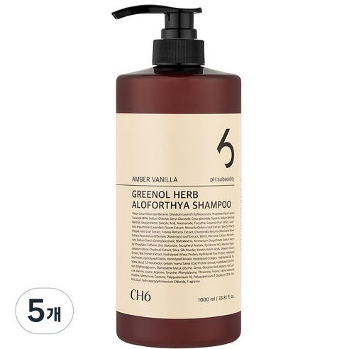 CH6 그리놀 허브 알로포시아 샴푸 엠버 바닐라향, 5개, 1000ml