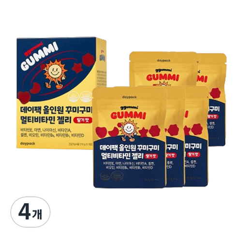 데이팩 올인원 꾸미구미 멀티비타민 젤리 5p, 210g, 4개
