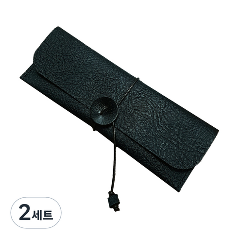 더보테가 핸드메이드 가죽 필통 + 펜슬캡 세트 각인 무, 버팔로 엠보 블랙, 2세트