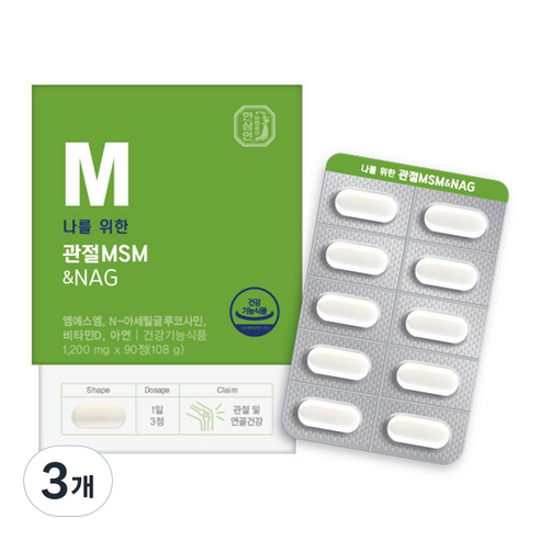 한삼인 나를 위한 관절MSM&NAG 108g + 쇼핑백, 90정, 3개