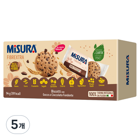 미주라 초코 통밀 비스켓, 93g, 5개