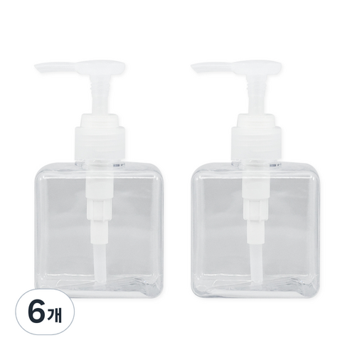 뉴앤룩 사각 디스펜서 주방세제 리필용기 일반형 250ml, 투명, 6개