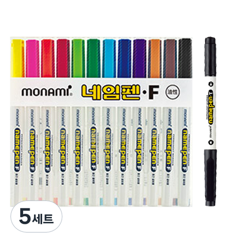 모나미 네임펜 F 12종 + 네임펜 T 흑색 세트, 혼합색상, 5세트