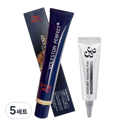 웰라 콜레스톤 퍼펙트 플러스 염색제 80g + 셀리본 33 실크 프로틴 앰플 12ml 세트, 10 / 00, 5세트