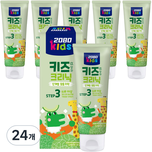 2080 키즈알파크리닉 3단계 키즈 치약 메론향, 80g, 24개