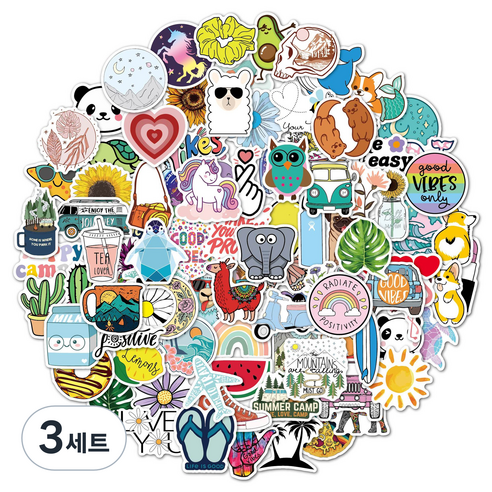 리빙홈디테일 캐리어 노트북 여행 방수 스티커 100p 세트, 타입B, 3세트